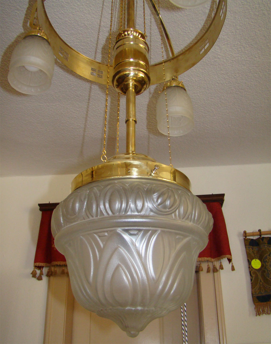 antike Jugendstil / Art déco Deckenlampe Zuglampe höhenverstellbar