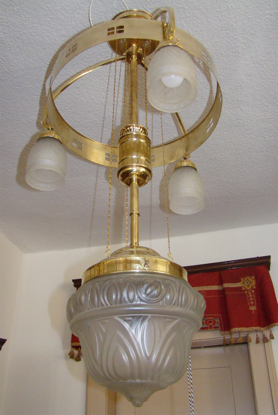 antike Jugendstil / Art déco Deckenlampe Zuglampe höhenverstellbar