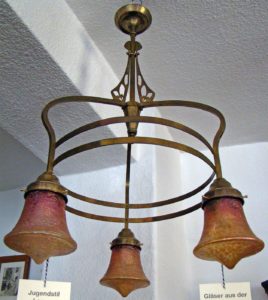 antike Jugendstil Deckenlampe Johann Lötz Witwe